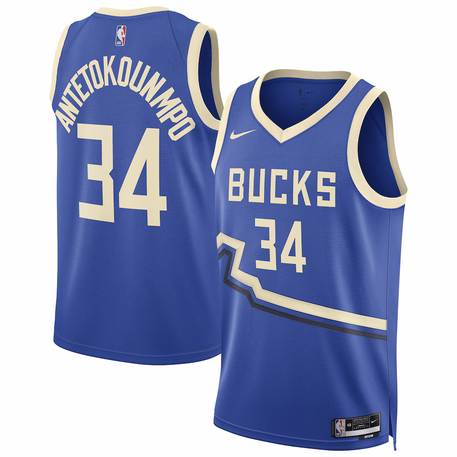 Unisex Milwaukee Bucks Giannis Antetokounmpo Nike Royal 2024/25 Swingman Player Jersey - City Edition - Jersey
