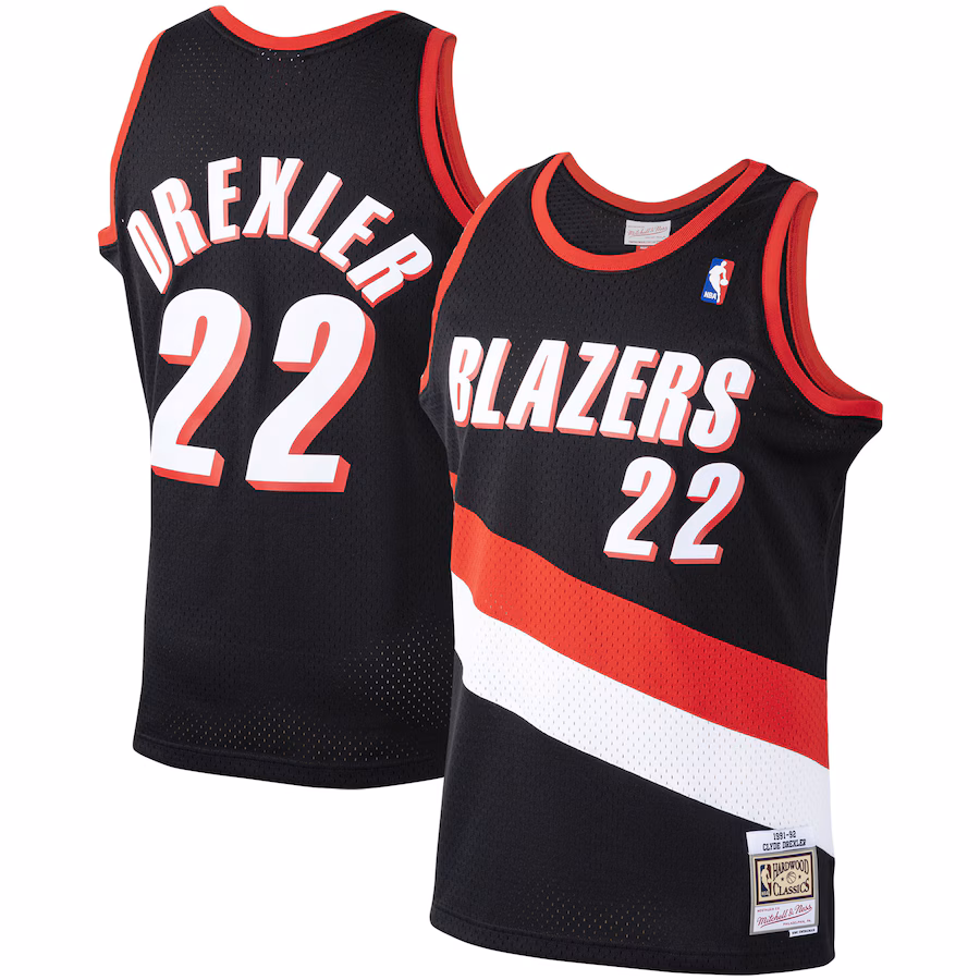 Men's Portland Trail Blazers Clyde Drexler Mitchell & Ness Black 1991/92 Hardwood Classics Swingman Jersey - Jersey
