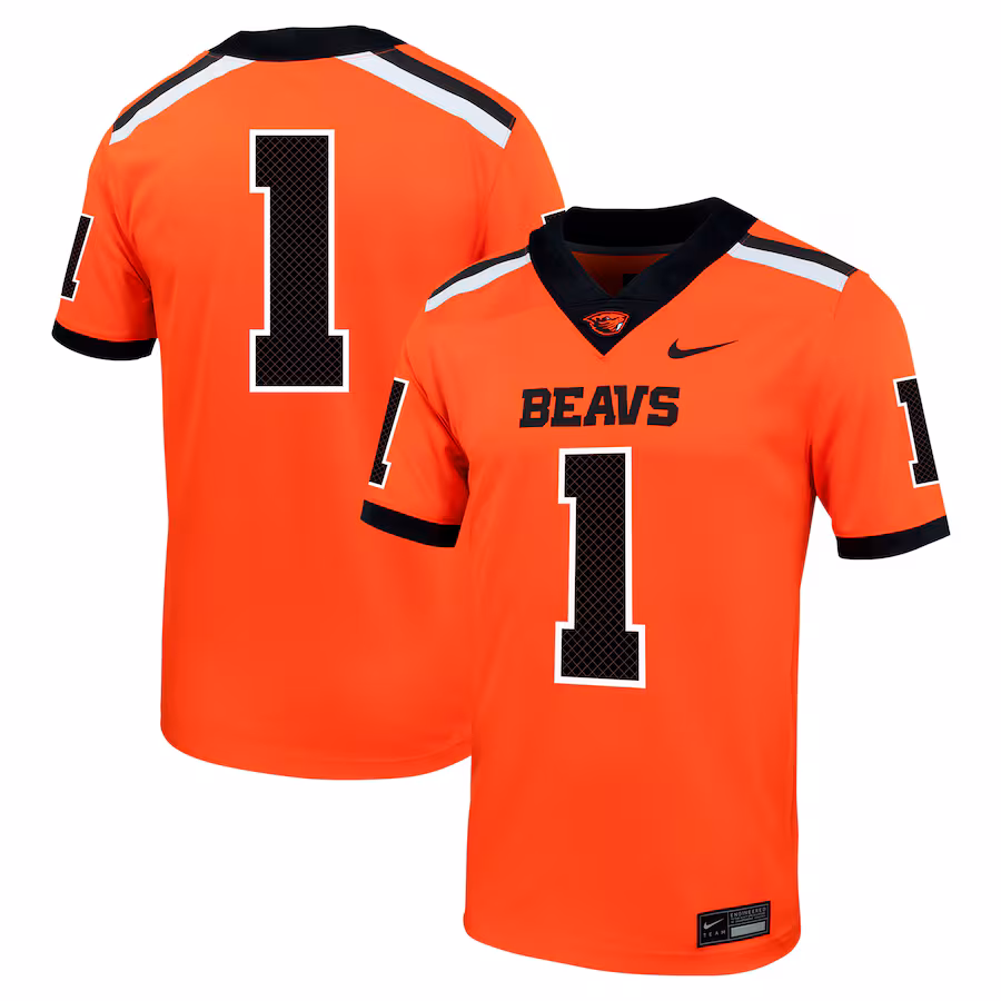 Men's Nike #1 Orange Oregon State Beavers Untouchable Football Jersey - Jersey