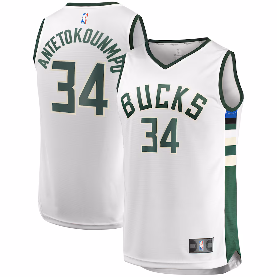Men's Milwaukee Bucks Giannis Antetokounmpo Fanatics White Fast Break Replica Player Jersey - Association Edition - Jersey