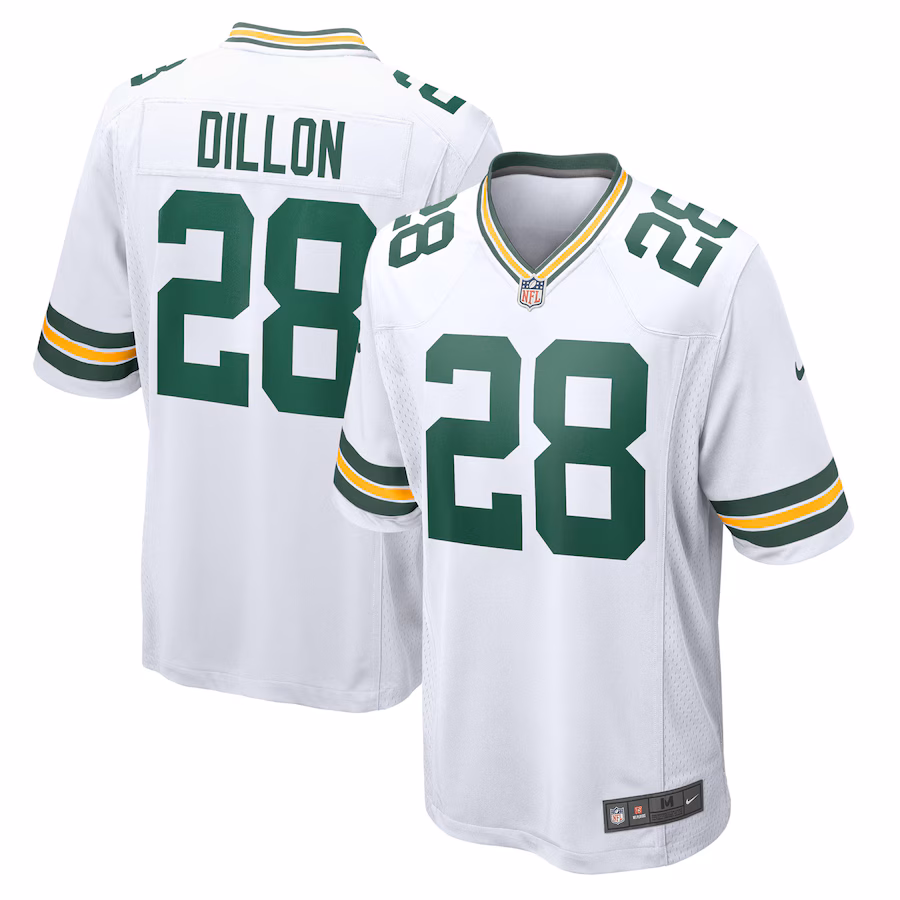 Men's Green Bay Packers AJ Dillon Nike White Game Player Jersey - Jersey
