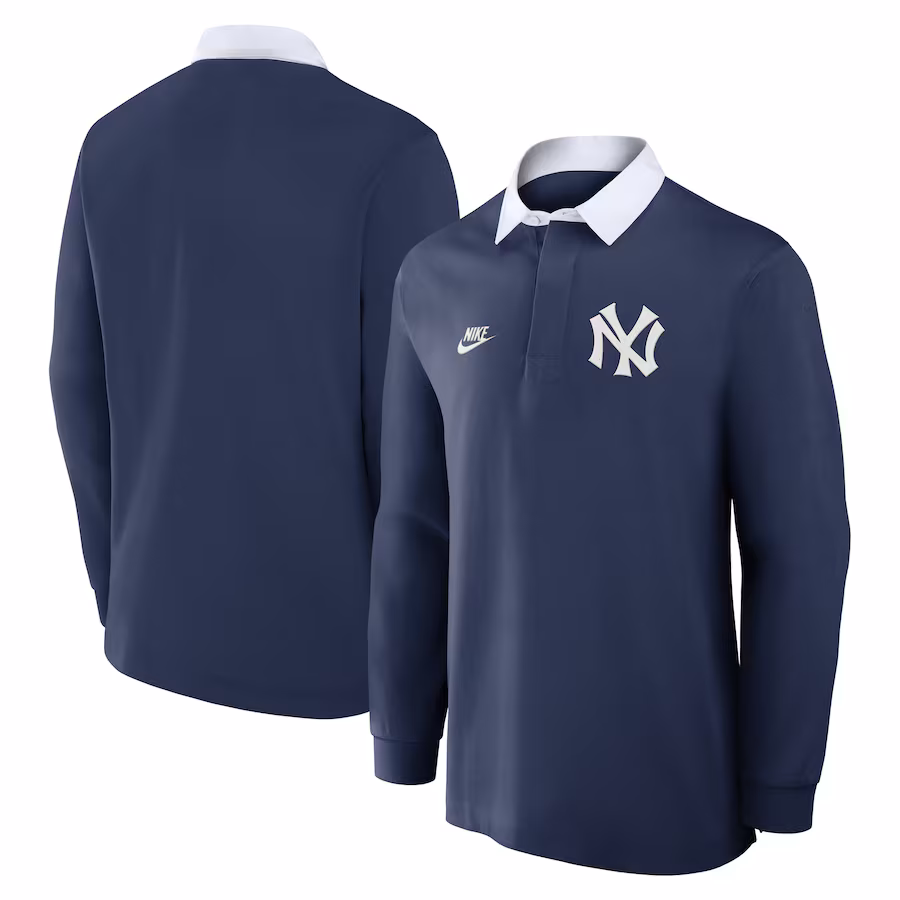 Men's New York Yankees Nike Navy Rugby Long Sleeve Top - Jersey