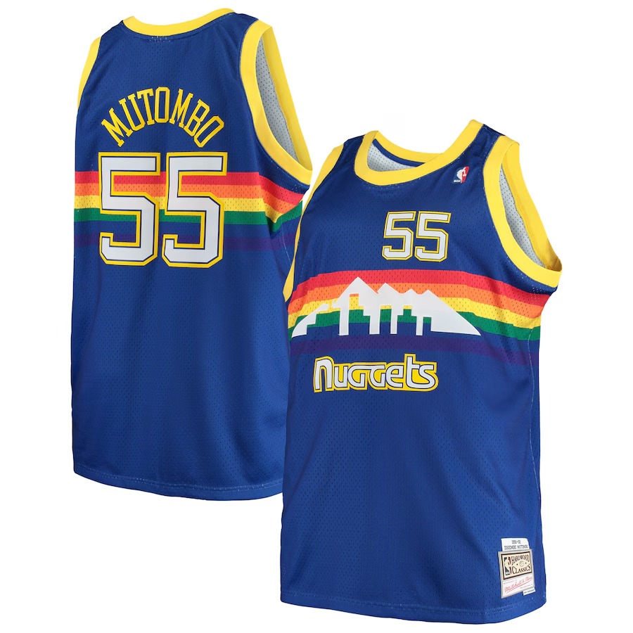Men's Denver Nuggets Dikembe Mutombo Mitchell & Ness Royal 1991/92 Big & Tall Hardwood Classics Swingman Jersey - Jersey