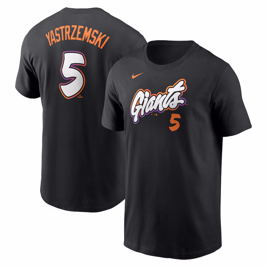 Men's San Francisco Giants Mike Yastrzemski Nike Anthracite 2025 City Connect Fuse Name & Number T-Shirt - Jersey