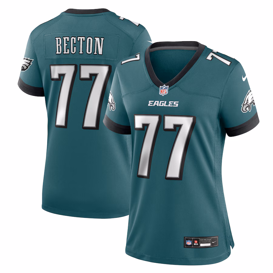 Women's Philadelphia Eagles Mekhi Becton Nike Midnight Green Team Game Jersey - Jersey