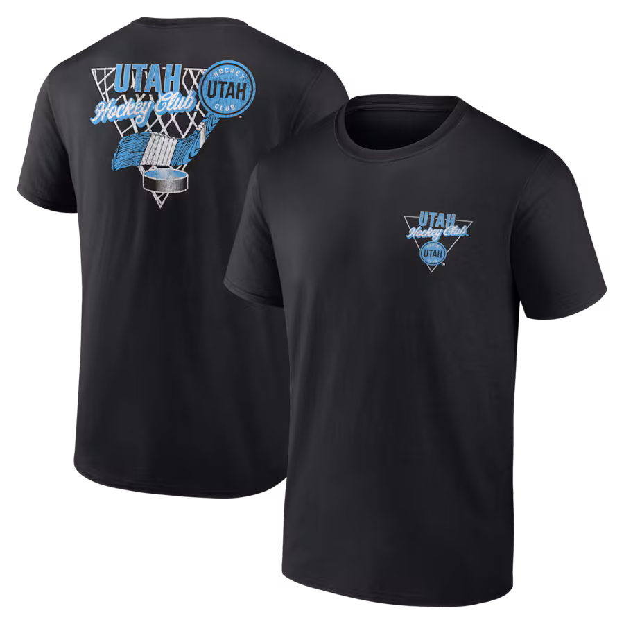 Men's Utah Hockey Club Black Net Slap T-Shirt - Jersey
