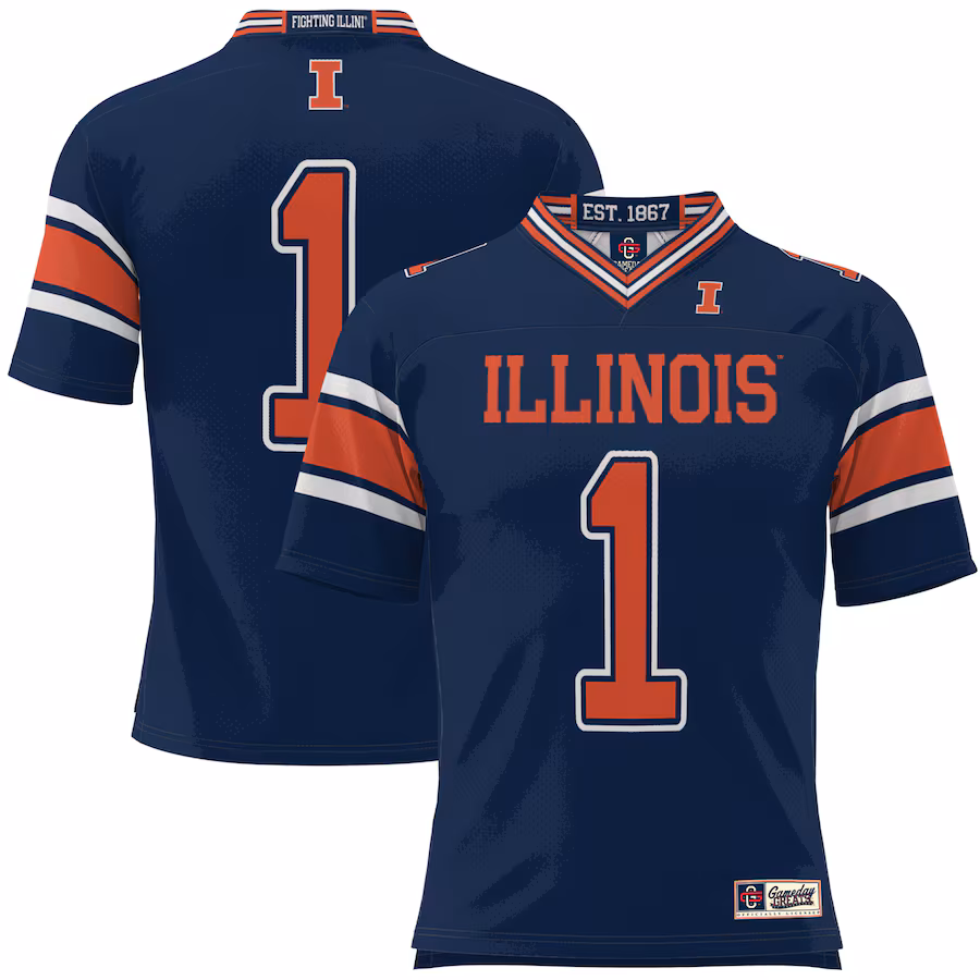 Men's GameDay Greats #1 Navy Illinois Fighting Illini Football Jersey - Jersey