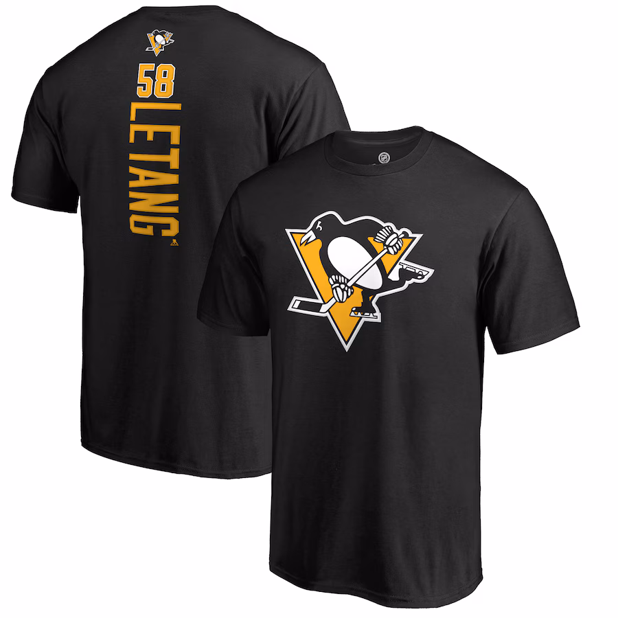 Men's Pittsburgh Penguins Kris Letang Black Backer T-Shirt - Jersey