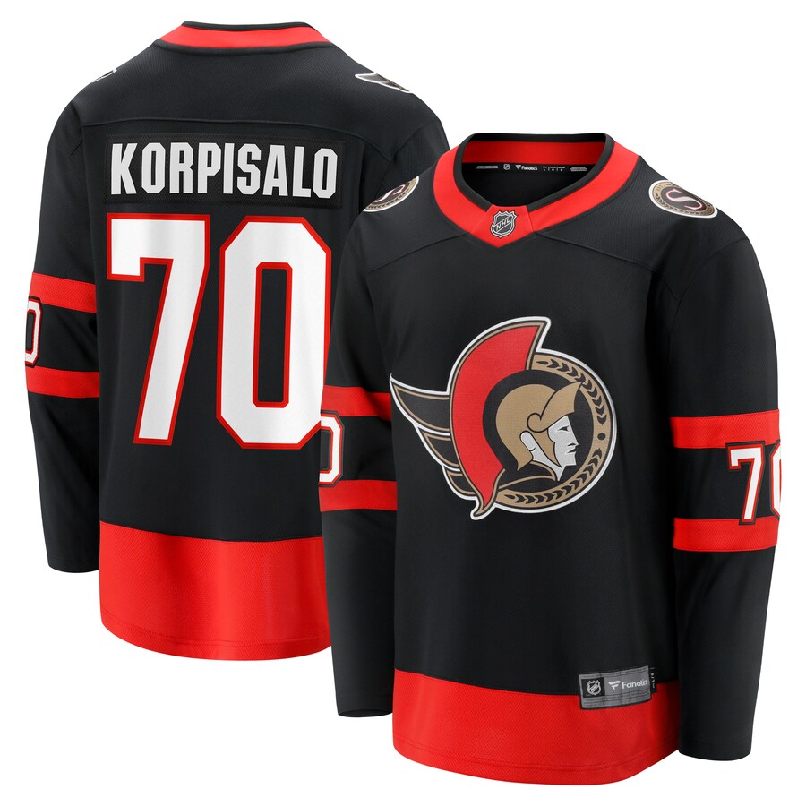 Men's Ottawa Senators Joonas Korpisalo Fanatics Branded Black Home Breakaway Jersey - Jersey