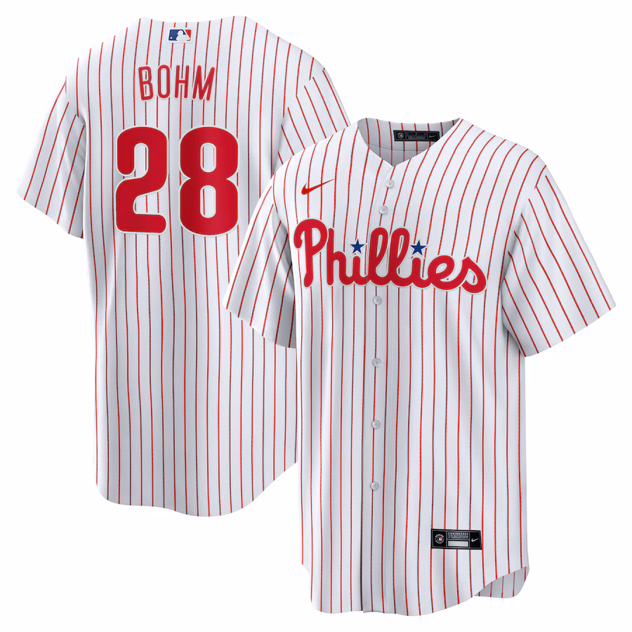 Men's Philadelphia Phillies Alec Bohm Nike White Home Replica Jersey - Jersey