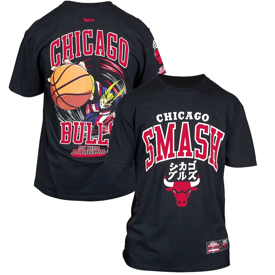 Unisex Chicago Bulls Hyperfly  Black NBA x My Hero Academia All Might Smash T-Shirt - Jersey