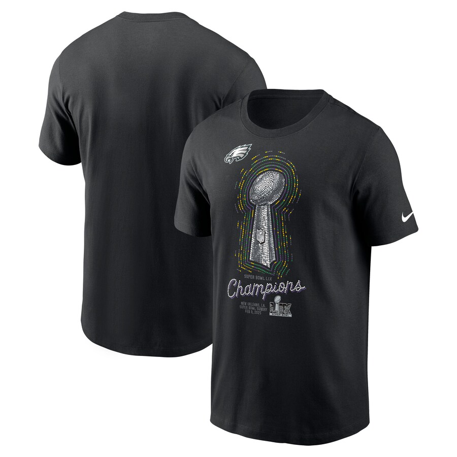 Men's Philadelphia Eagles Nike Black Super Bowl LIX Champions Lombardi Trophy T-Shirt - Jersey