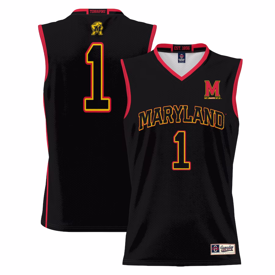#1 Maryland Terrapins GameDay Greats Youth Lightweight Basketball Jersey - Black - Jersey