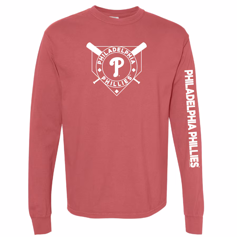 Women's Philadelphia Phillies Soft as a Grape Red Pigment Dye Long Sleeve T-Shirt - Jersey