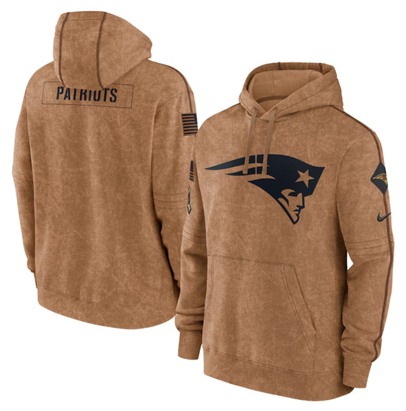 Men's New England Patriots 2023 Brown Salute to Service Pullover Hoodie - Jersey