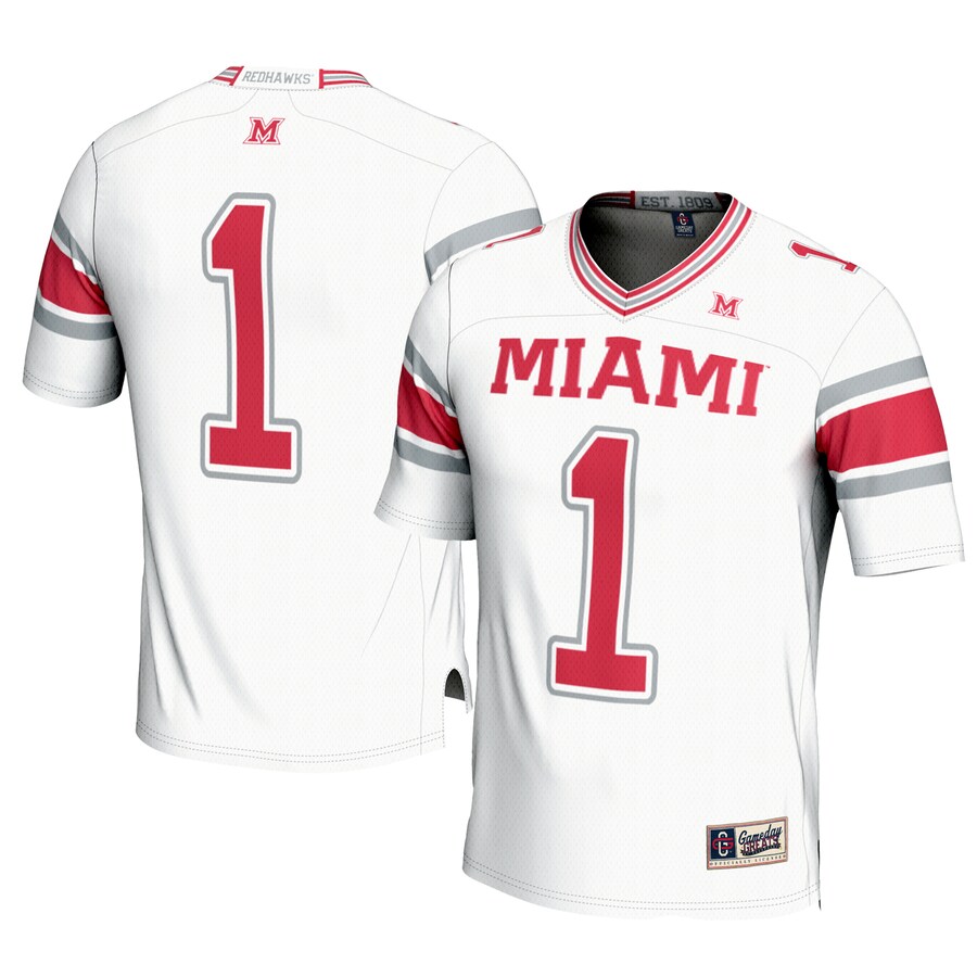 Men's GameDay Greats #1 White Miami University RedHawks Football Jersey - Jersey