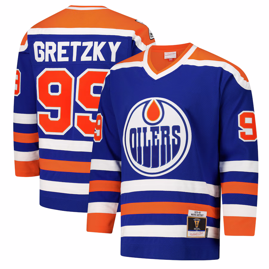 Men's Edmonton Oilers Wayne Gretzky Royal 1979-80 Power Play Jersey - Jersey