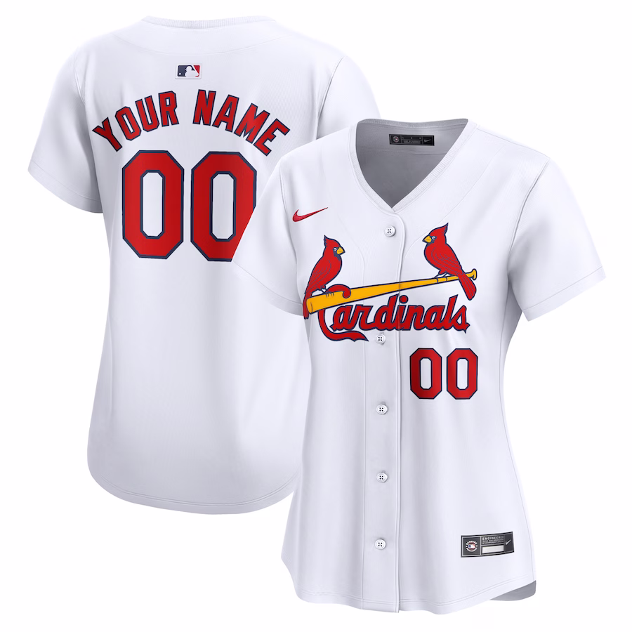 Women's St. Louis Cardinals Nike White Home Limited Custom Jersey - Jersey