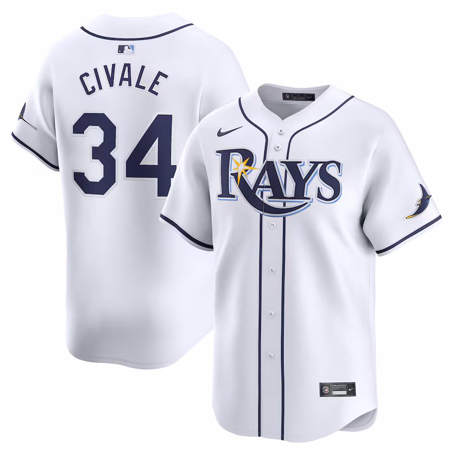 Men's Tampa Bay Rays Aaron Civale Nike White Home Limited Player Jersey - Jersey