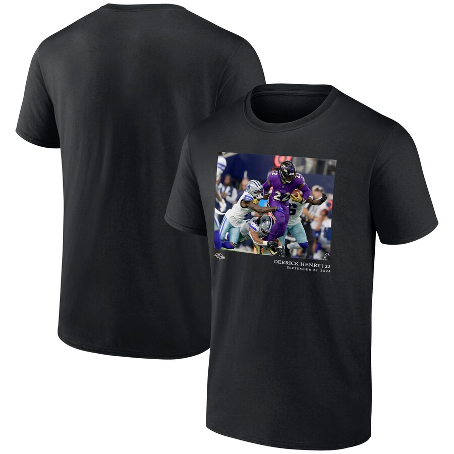 Men's Baltimore Ravens Derrick Henry Black NFL Flash Features Week 3 T-Shirt - Jersey