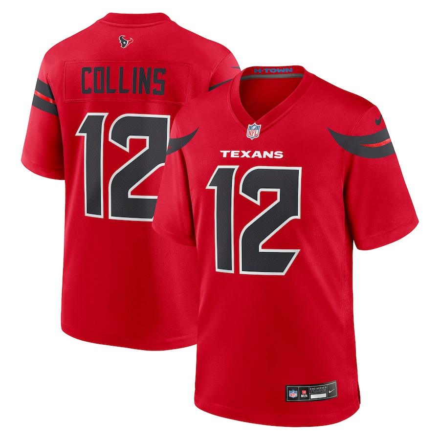 Men's Houston Texans Nico Collins Nike  Red Alternate Game Jersey - Jersey