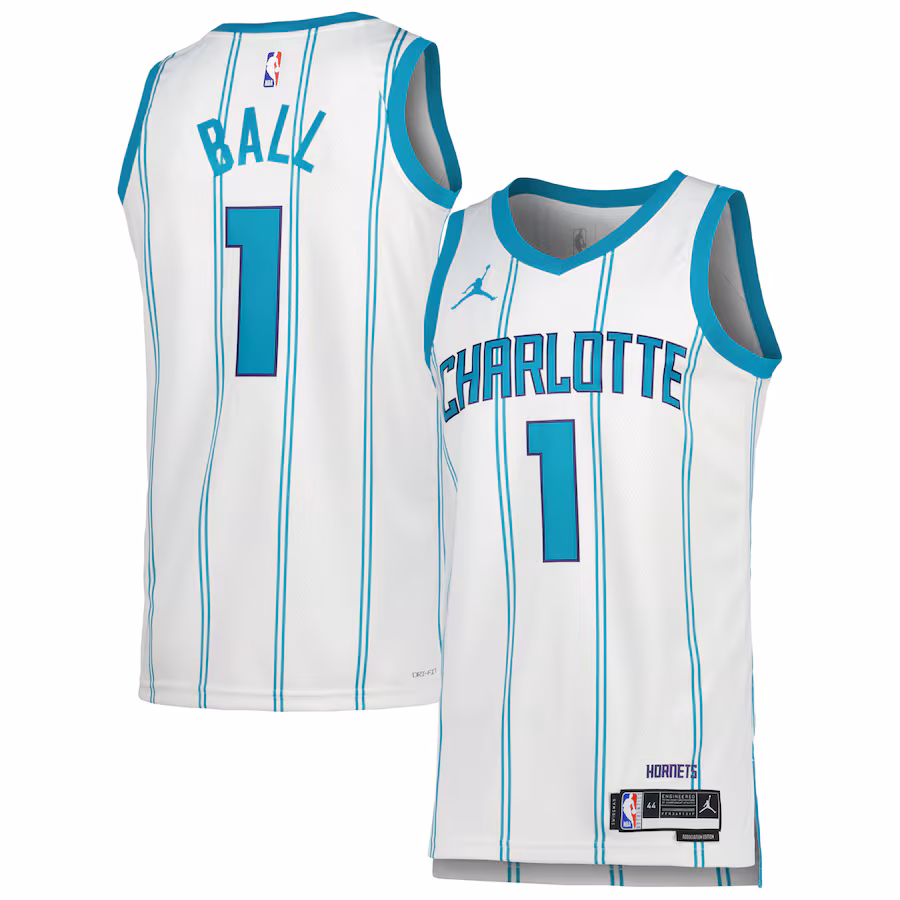 Unisex Charlotte Hornets LaMelo Ball Jordan Brand White Swingman Jersey - Association Edition - Jersey