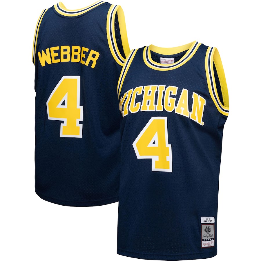 Men's Mitchell & Ness Chris Webber Navy Michigan Wolverines 1991/92 College Vault Player Swingman Jersey - Jersey