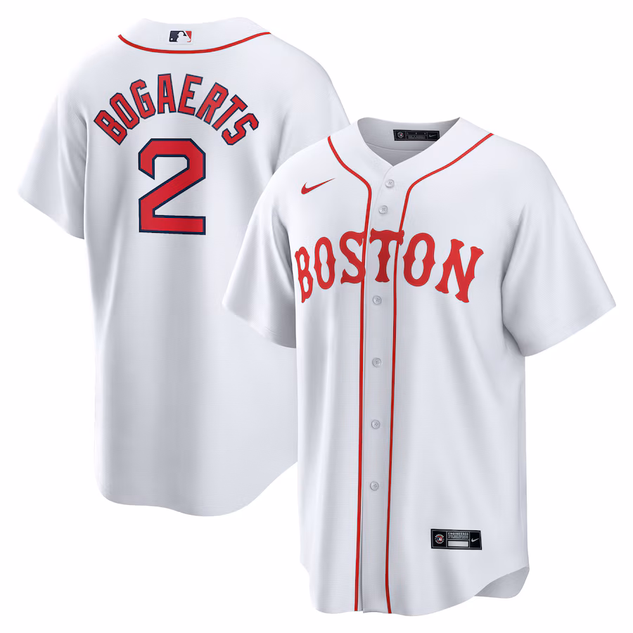 Men's Boston Red Sox Xander Bogaerts Nike White 2021 Patriots' Day Official Replica Player Jersey - Jersey