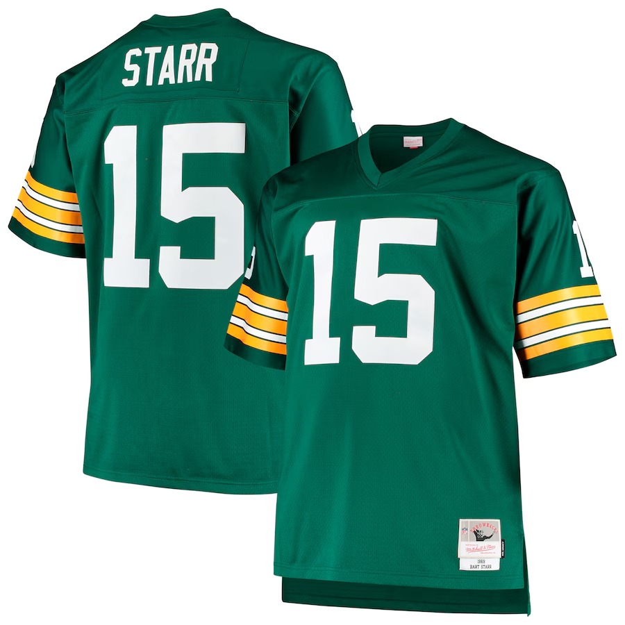 Men's Green Bay Packers Bart Starr Mitchell & Ness Green Big & Tall 1968 Retired Player Replica Jersey - Jersey