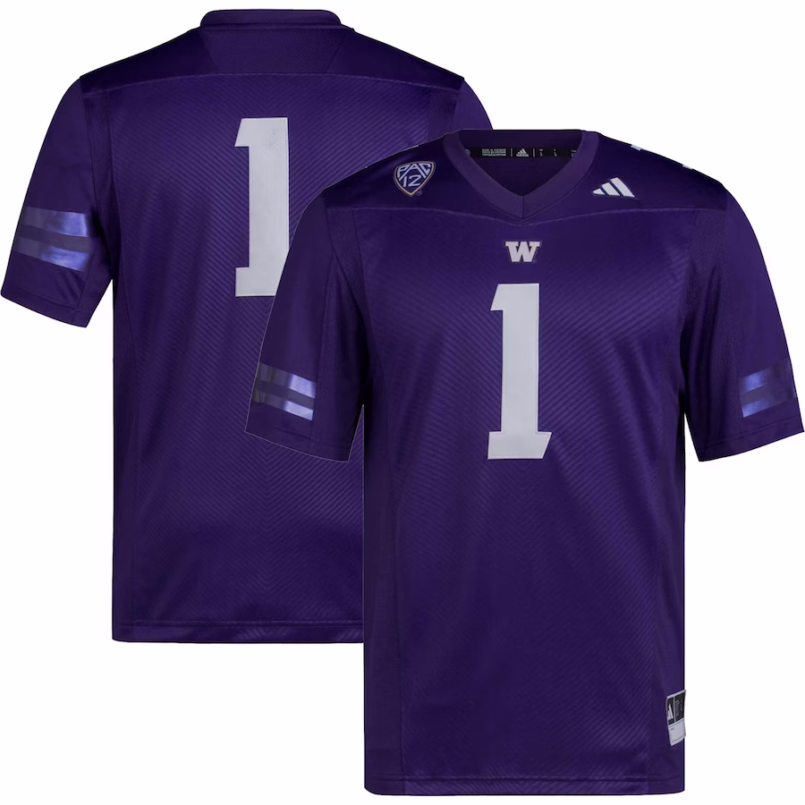 #1 Washington Huskies adidas Premier Football Jersey - Purple - Jersey