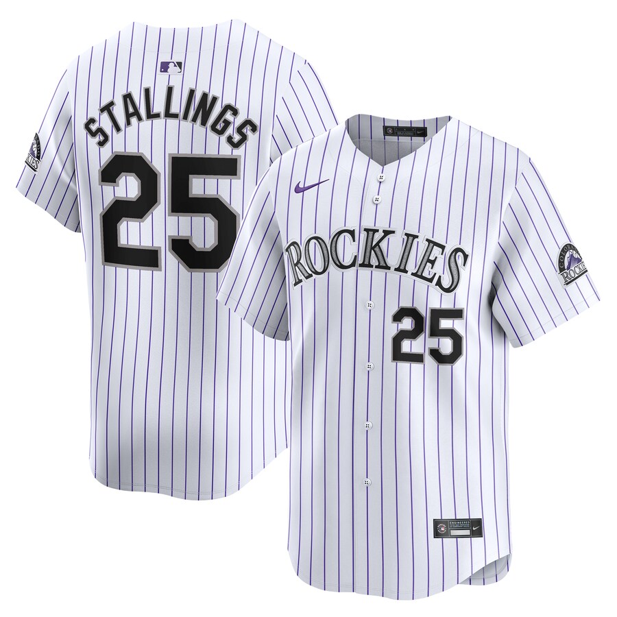 Men's Colorado Rockies Jacob Stallings Nike White Home Limited Player Jersey - Jersey