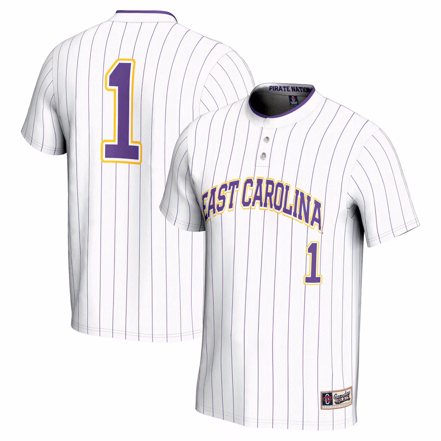 Unisex GameDay Greats #1 White ECU Pirates Lightweight Softball Jersey - Jersey