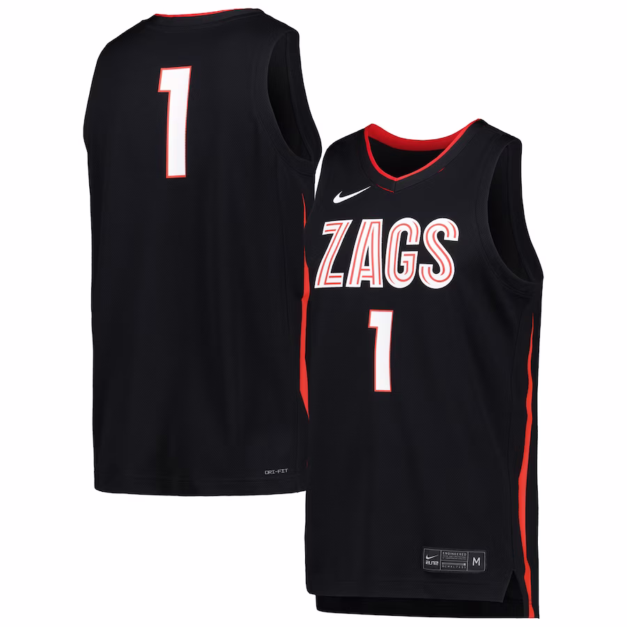 Gonzaga Bulldogs Nike Icon Replica Basketball Jersey - Black - Jersey