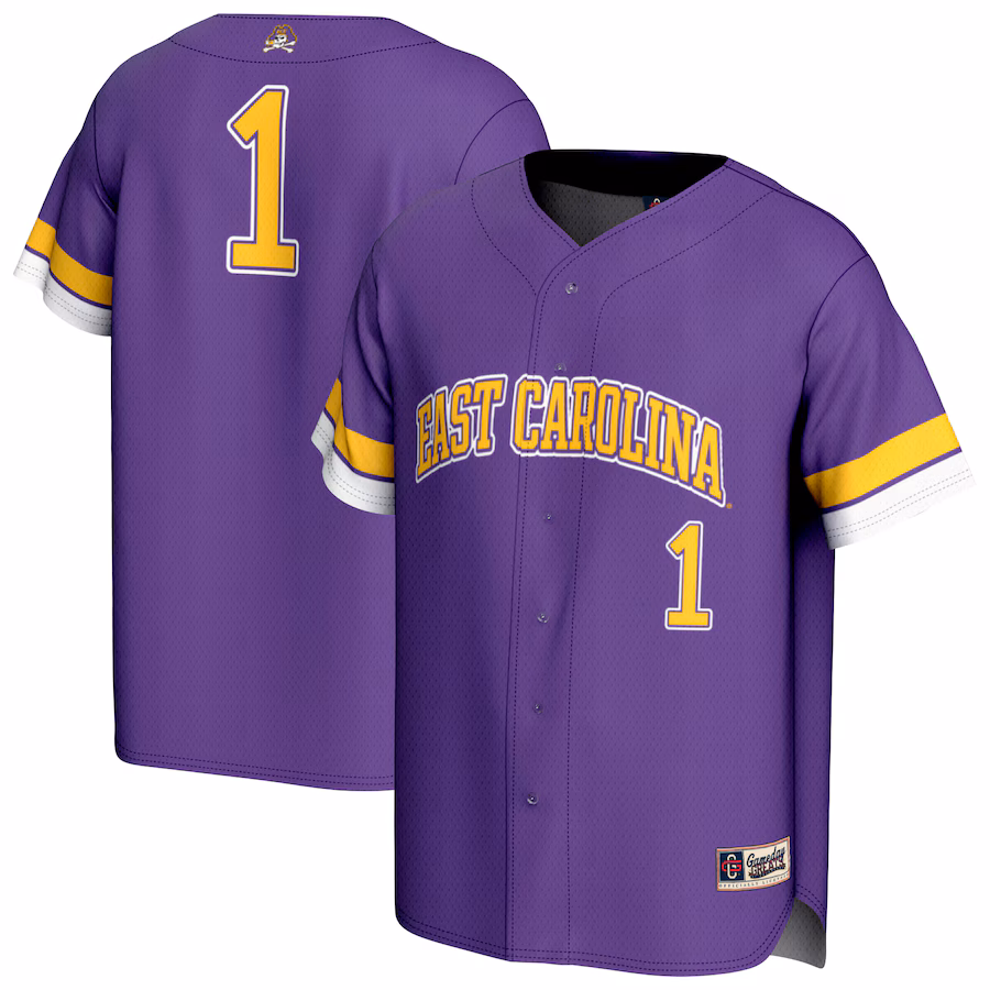 Unisex GameDay Greats #1 Purple ECU Pirates Lightweight Collegiate Baseball Fashion Jersey - Jersey