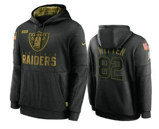 Men's Las Vegas Raiders #82 Jason Witten Black 2020 Salute To Service Sideline Performance Pullover Hoodie - Jersey