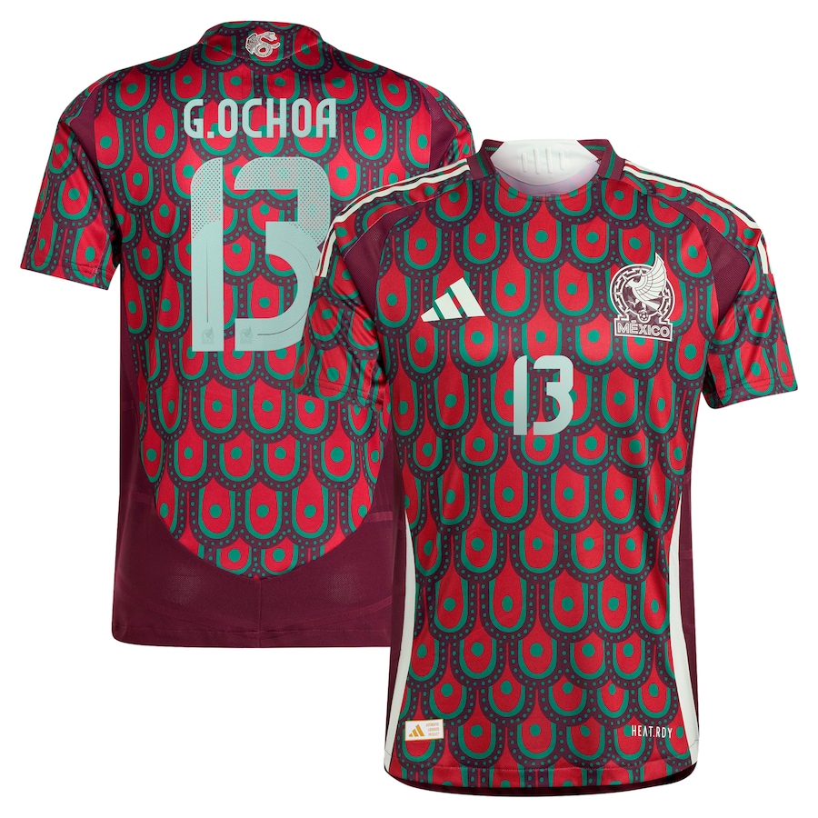 Men's Mexico National Team Guillermo Ochoa adidas Burgundy 2024 Home Authentic Player Jersey - Jersey