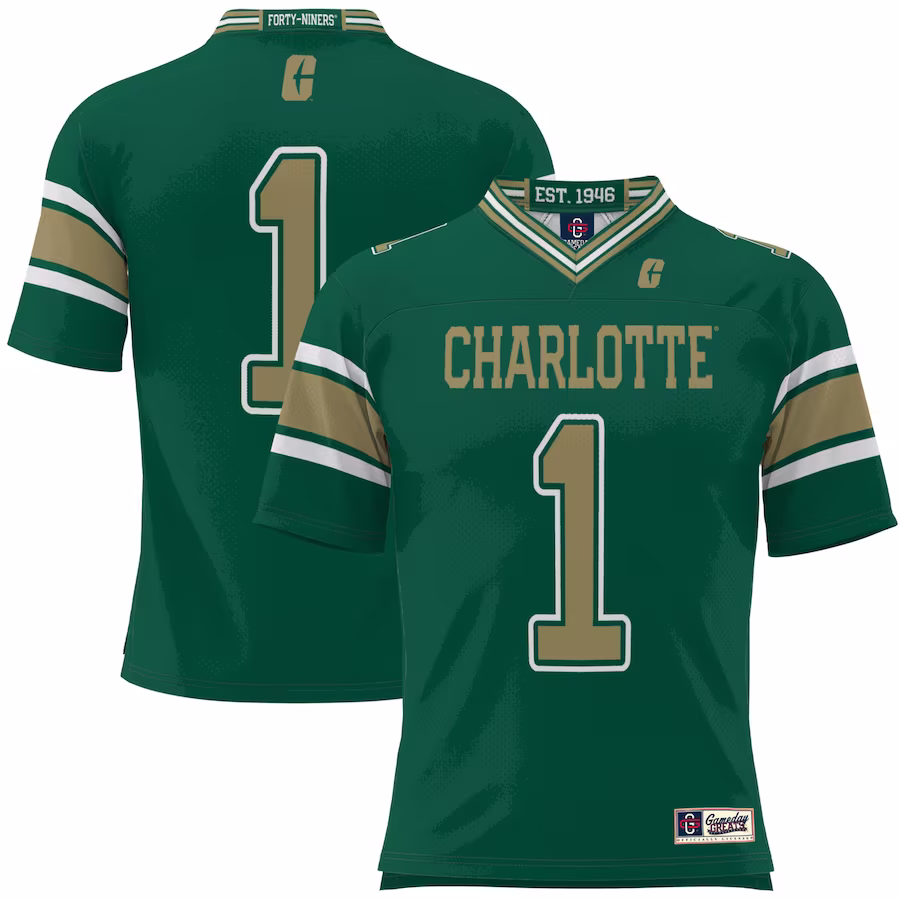 #1 Charlotte 49ers GameDay Greats Football Jersey - Green - Jersey