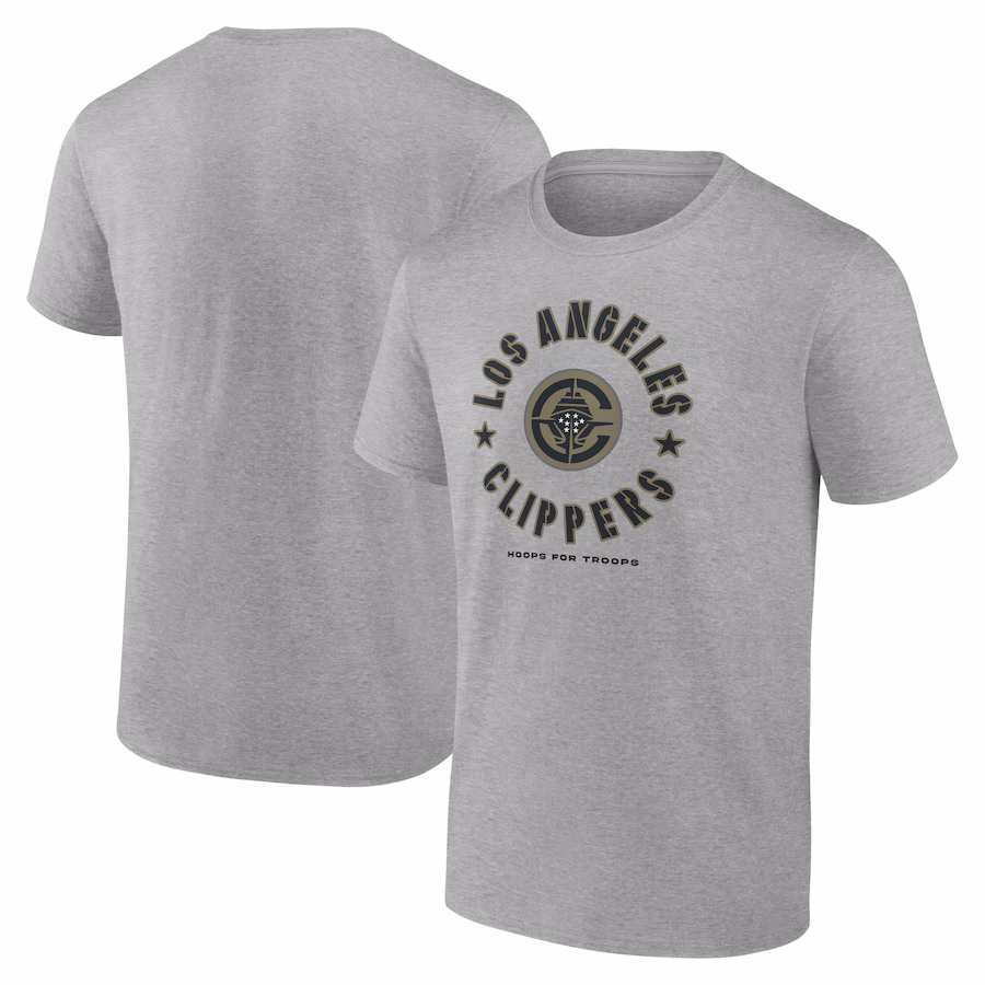 Men's LA Clippers Heather Gray Hoops for Troops T-Shirt - Jersey
