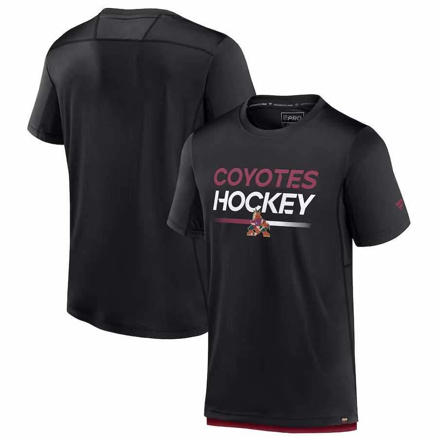 Men's Arizona Coyotes Fanatics Black Authentic Pro Tech T-Shirt - Jersey
