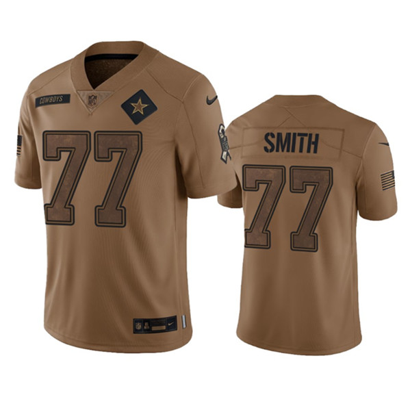 Men's Dallas Cowboys #77 Tyron Smith 2023 Brown Salute To Service Limited Football Stitched Jersey - Jersey