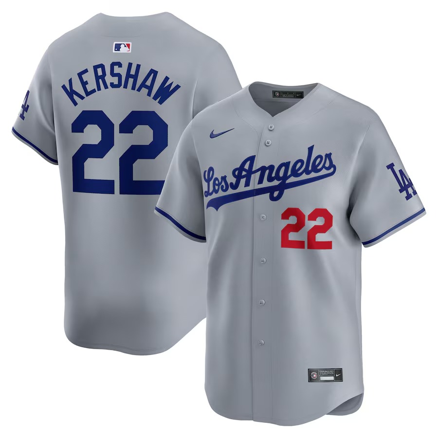 Men's Los Angeles Dodgers Clayton Kershaw Nike Gray Away Limited Player Jersey - Jersey