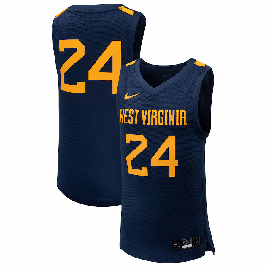 Youth Nike #24 Navy West Virginia Mountaineers Team Replica Basketball Jersey - Jersey