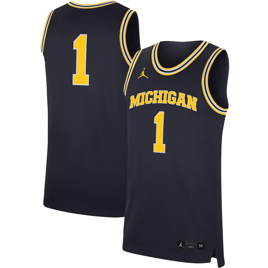 #1 Michigan Wolverines Jordan Brand Replica Jersey - Navy - Jersey
