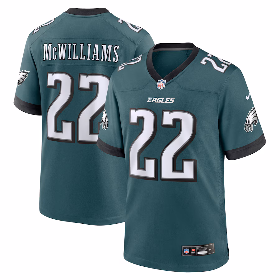 Men's Philadelphia Eagles Mac McWilliams Nike Midnight Green Team Game Jersey - Jersey