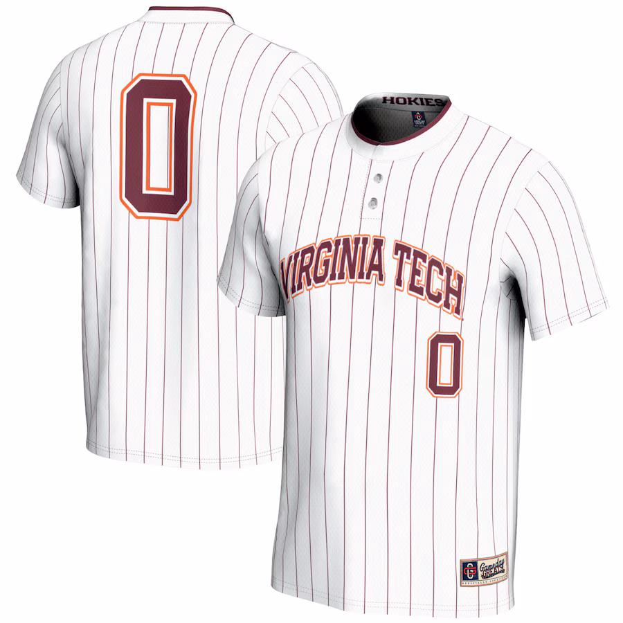 #0 Virginia Tech Hokies GameDay Greats Unisex Softball Fashion Jersey - White - Jersey