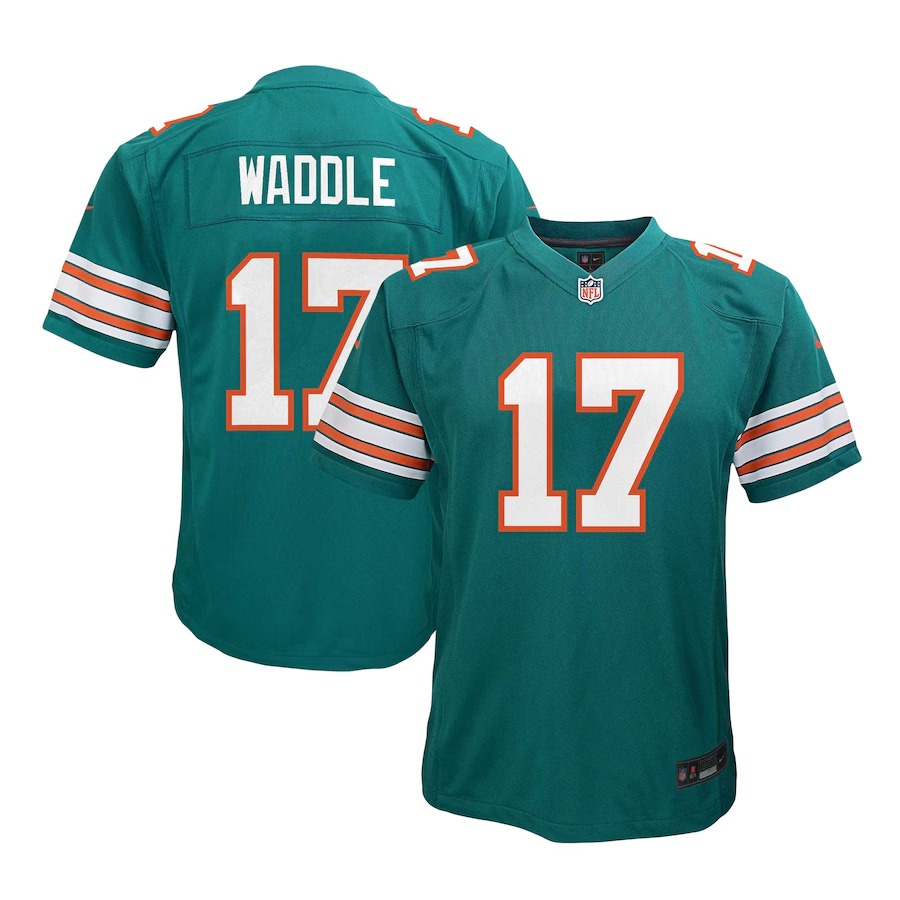 Youth Miami Dolphins Jaylen Waddle Nike Aqua Alternate Player Game Jersey - Jersey