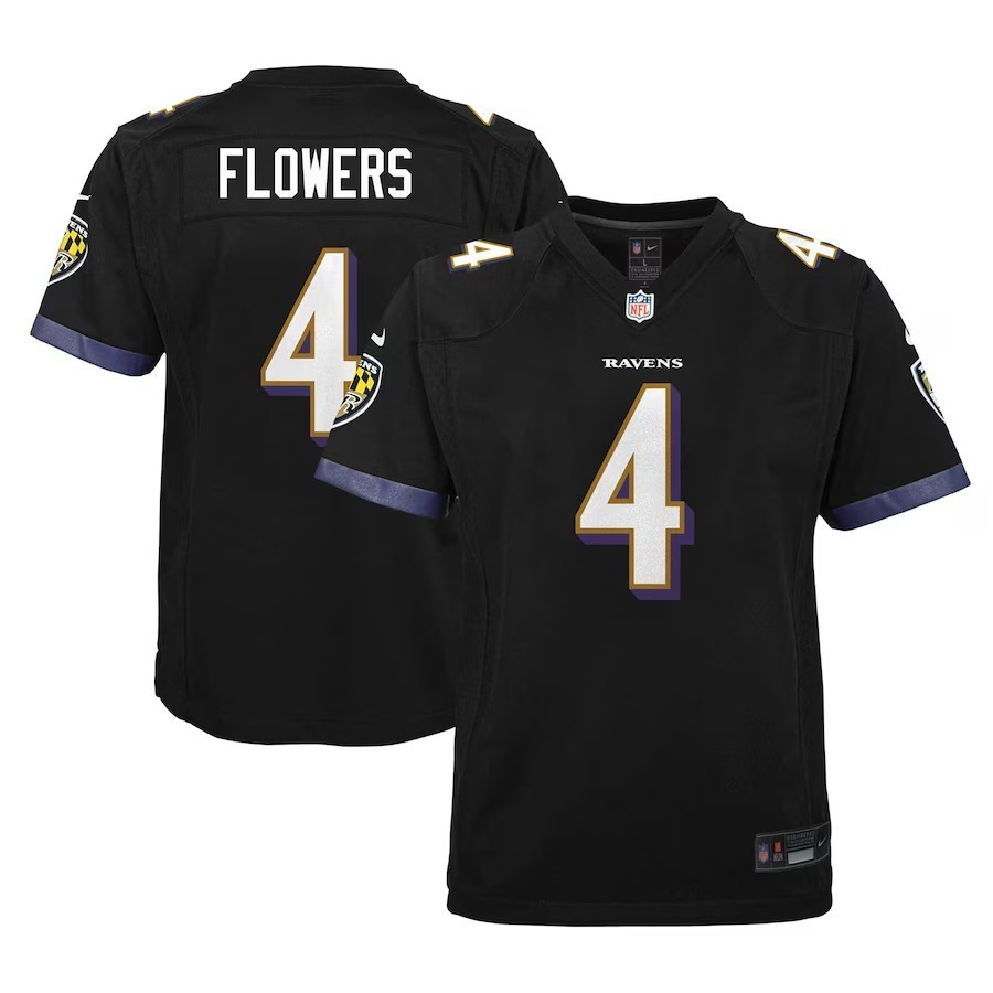 Youth Baltimore Ravens Zay Flowers Nike Black Alternate Player Game Jersey - Jersey