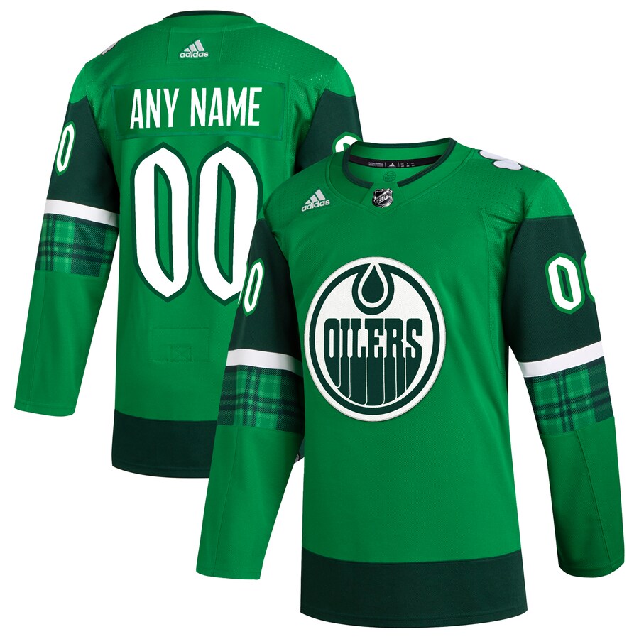 Men's Edmonton Oilers  adidas Kelly Green St. Patrick's Day Authentic Custom Jersey - Jersey