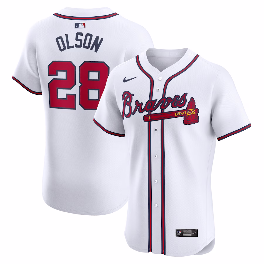 Men's Atlanta Braves Matt Olson Nike White Home Elite Player Jersey - Jersey