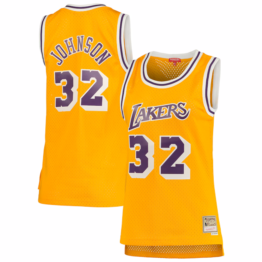 Women's Los Angeles Lakers Magic Johnson Mitchell & Ness Gold 1984/85 Hardwood Classics Swingman Jersey - Jersey